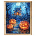 Haunted House Path Halloween art print framed