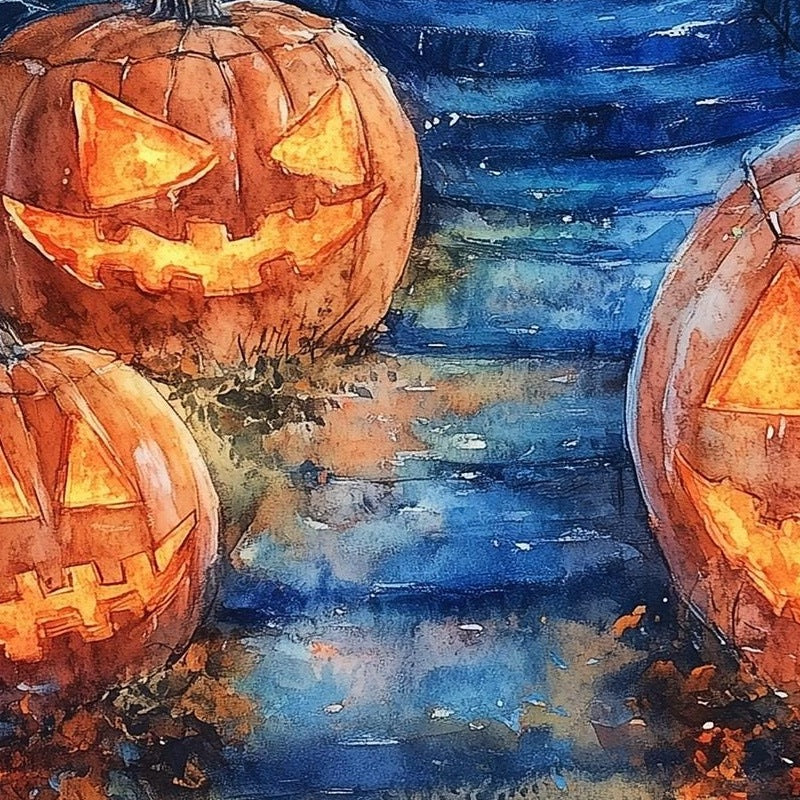 Haunted House Path Halloween art print close-up detail