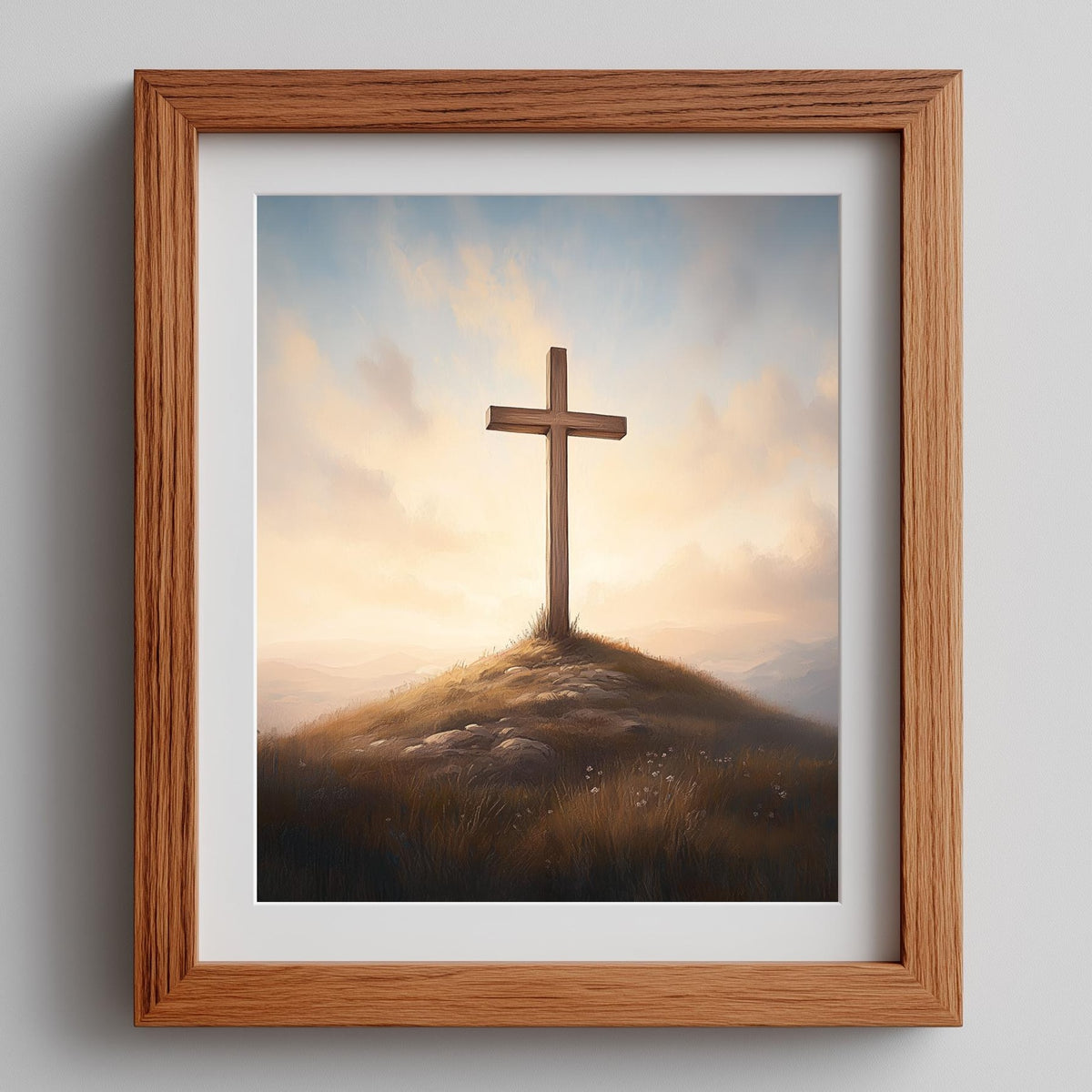 Hill Cross faith art print framed