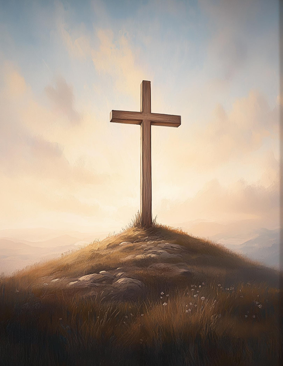 Hill Cross faith art print unframed, signed by Pattie Overcash