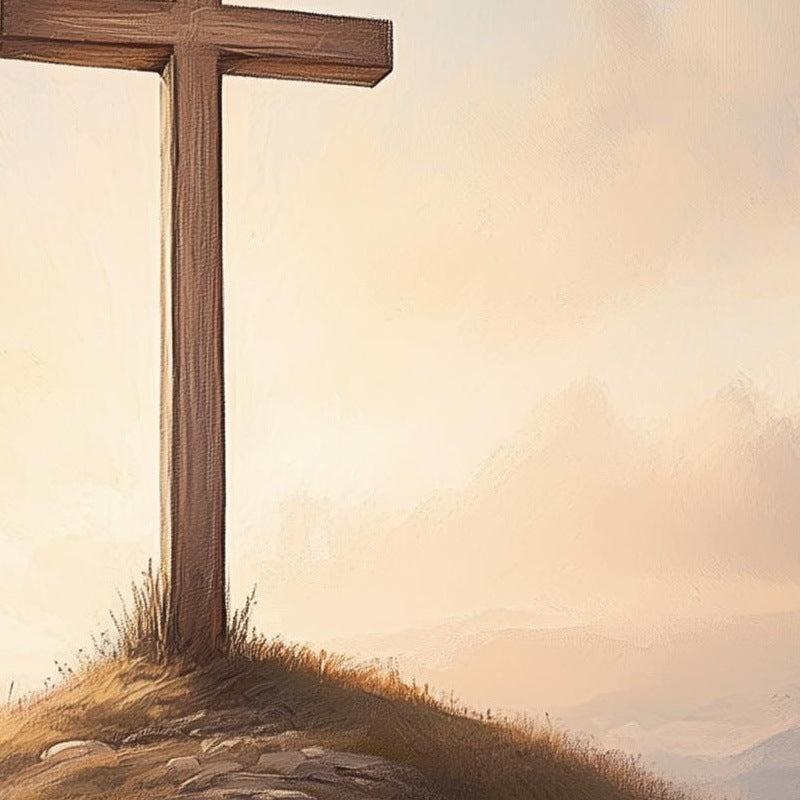 Hill Cross faith art print close-up detail