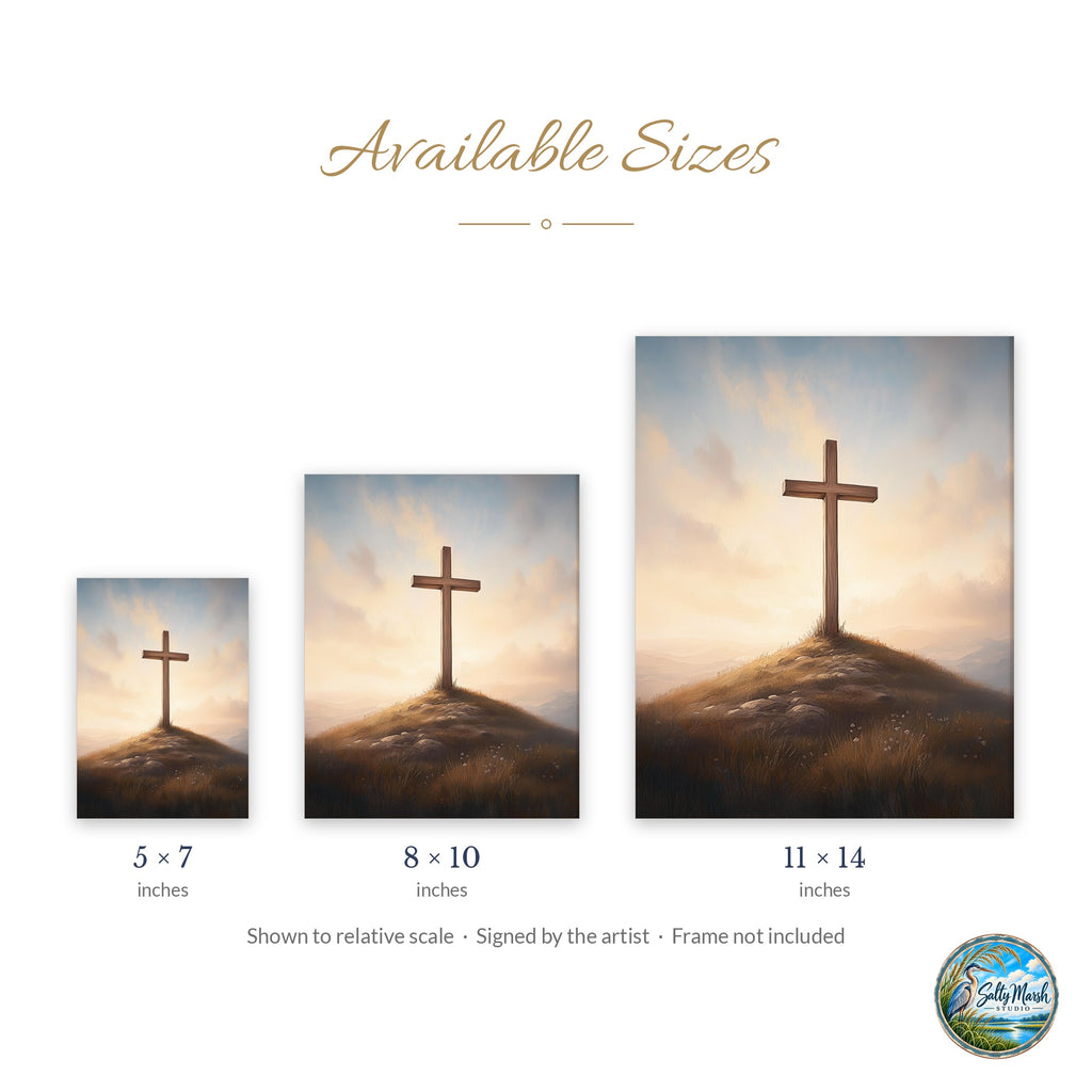 Hill Cross art print size guide: 5x7, 8x10 and 11x14