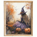 Pastel Field Witch Halloween art print framed
