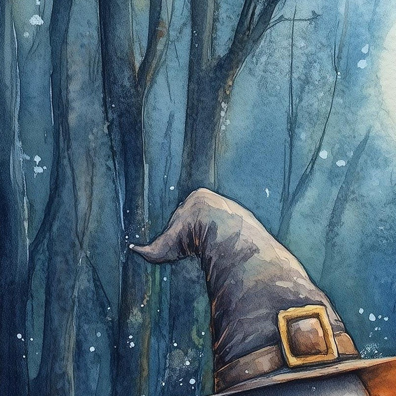 Moonlit Ghost Trio Halloween art print close-up detail