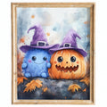 Pastel Monsters Halloween art print framed
