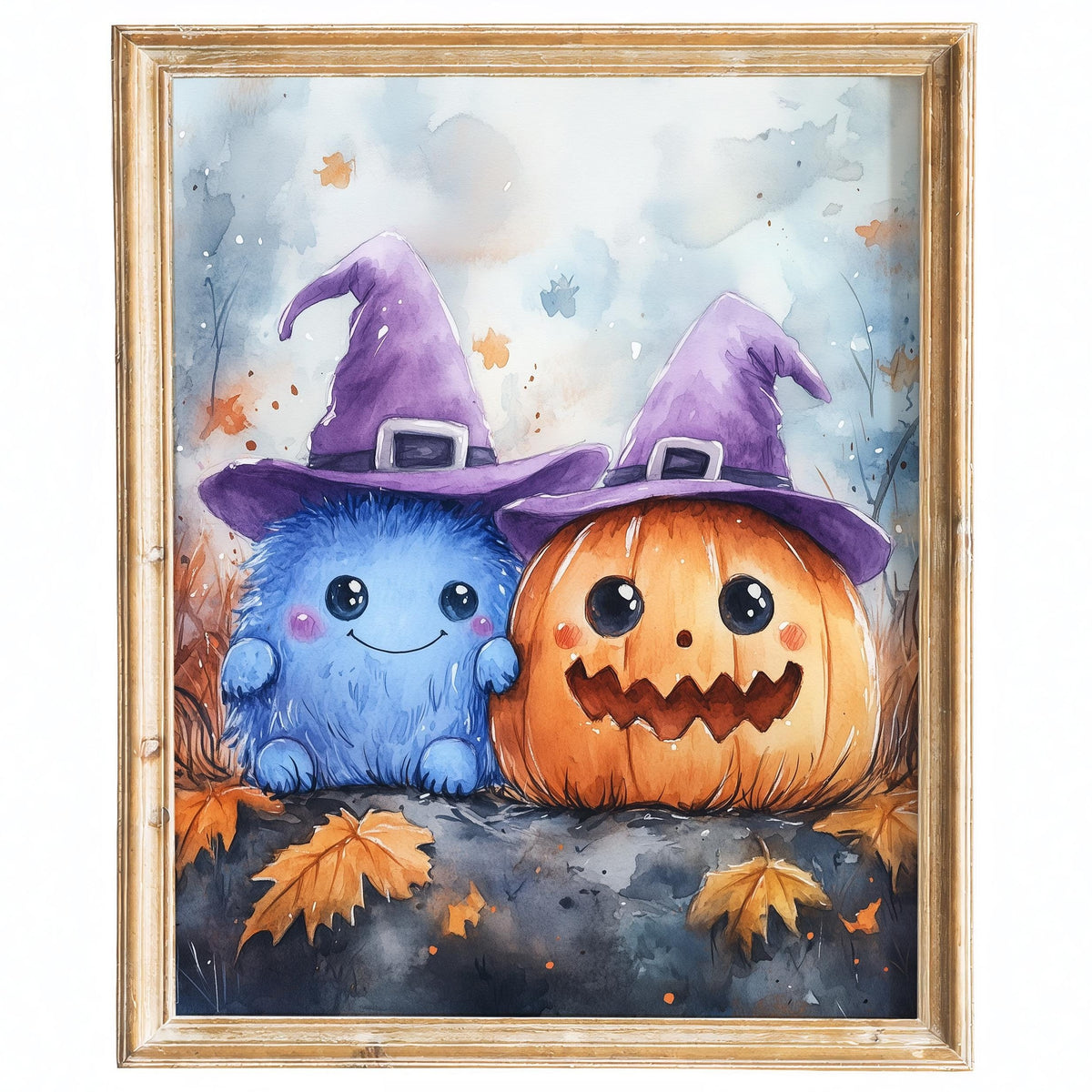 Pastel Monsters Halloween art print framed