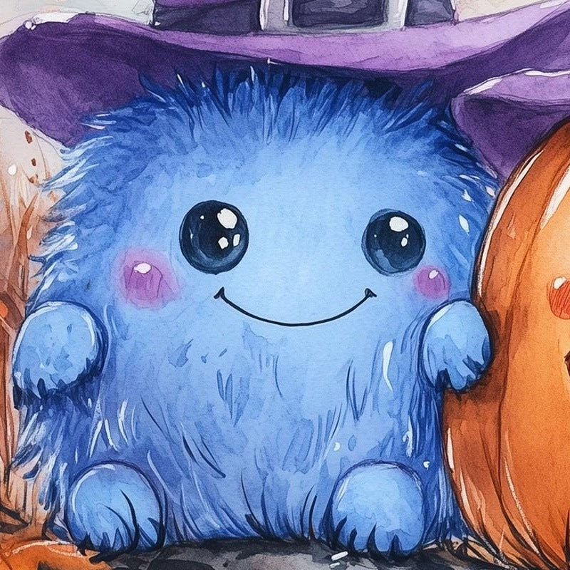 Pastel Monsters Halloween art print close-up detail