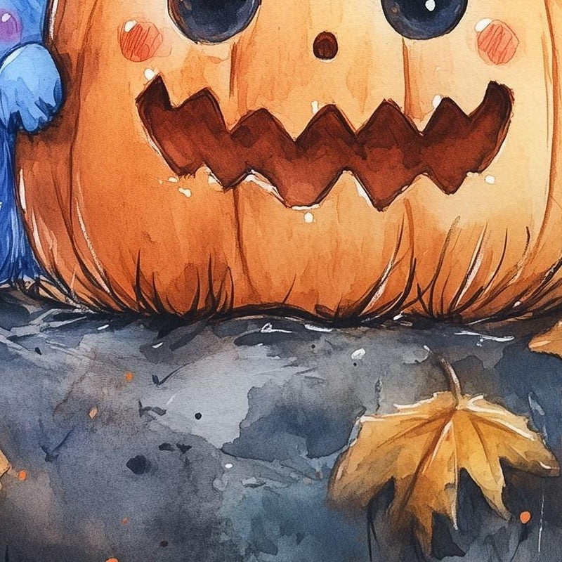 Pastel Monsters Halloween art print close-up detail