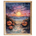 Beach Path Pumpkins Halloween art print framed