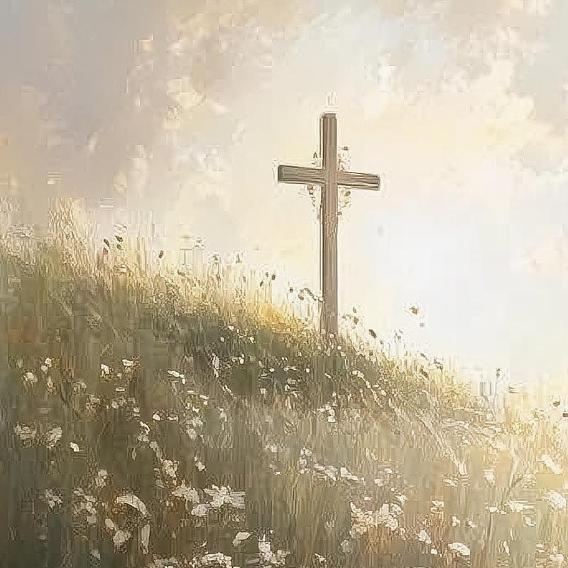 Meadow Cross faith art print close-up detail