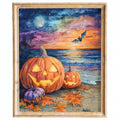 Beach Party Pumpkins Halloween art print framed