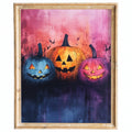 Pumpkin Faces Halloween art print framed