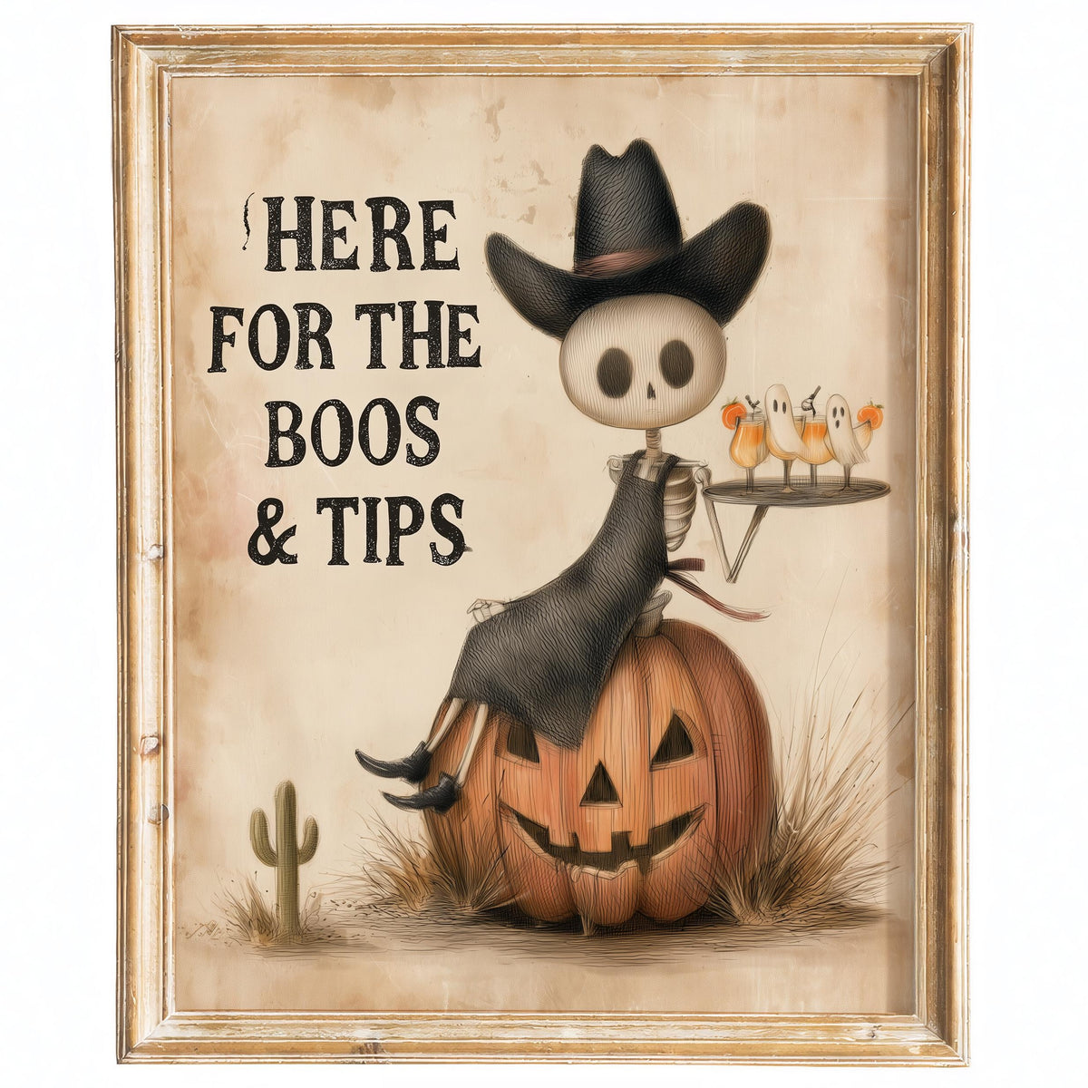 Boos and Tips Halloween art print framed