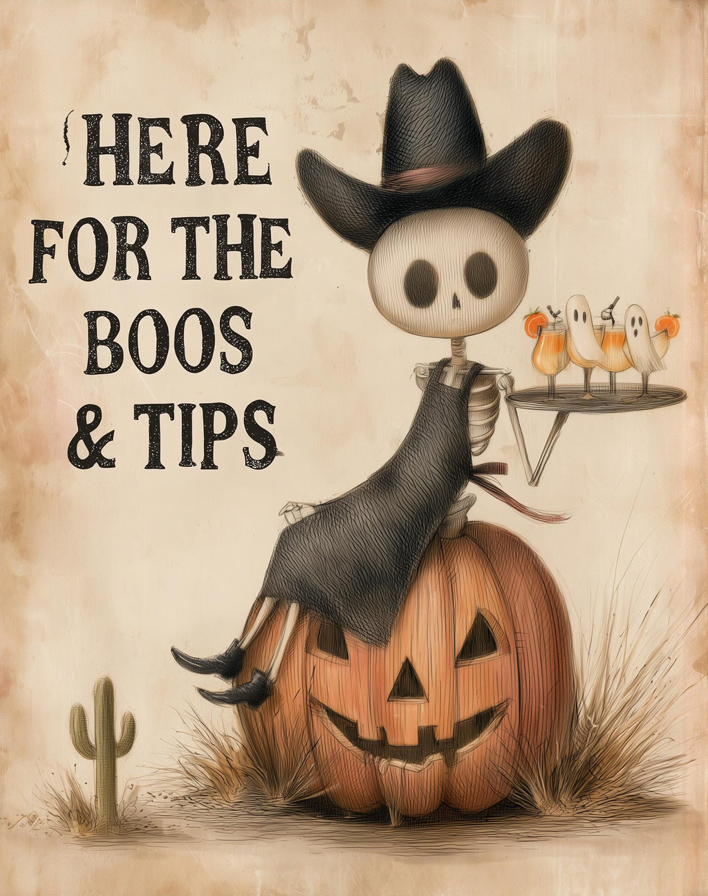 Boos and Tips Halloween art print unframed, signed by Pattie Overcash