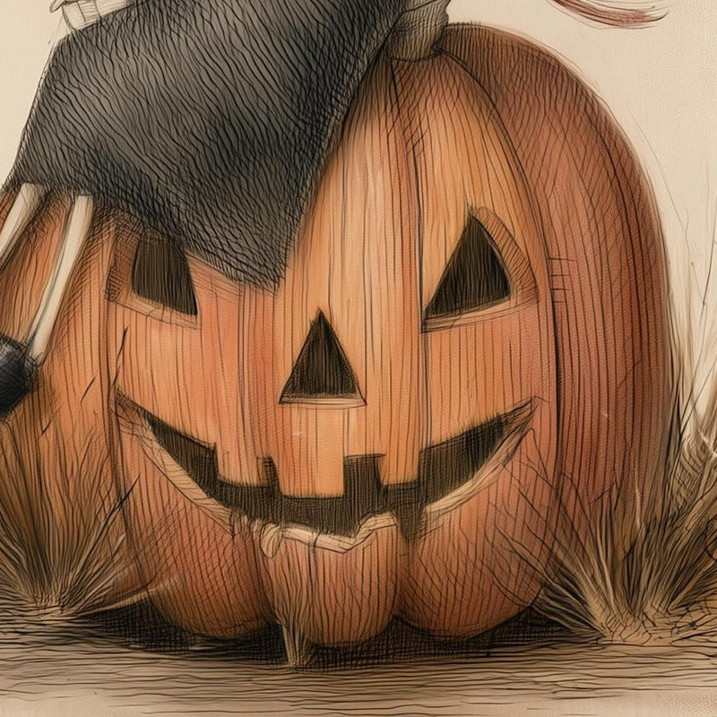 Boos and Tips Halloween art print close-up detail