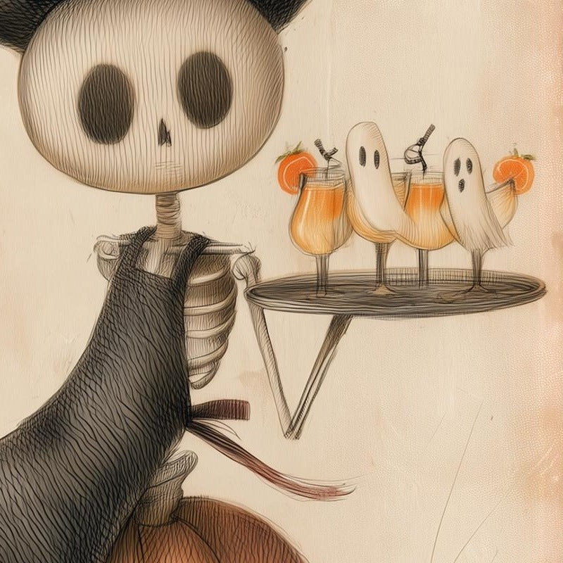 Boos and Tips Halloween art print close-up detail