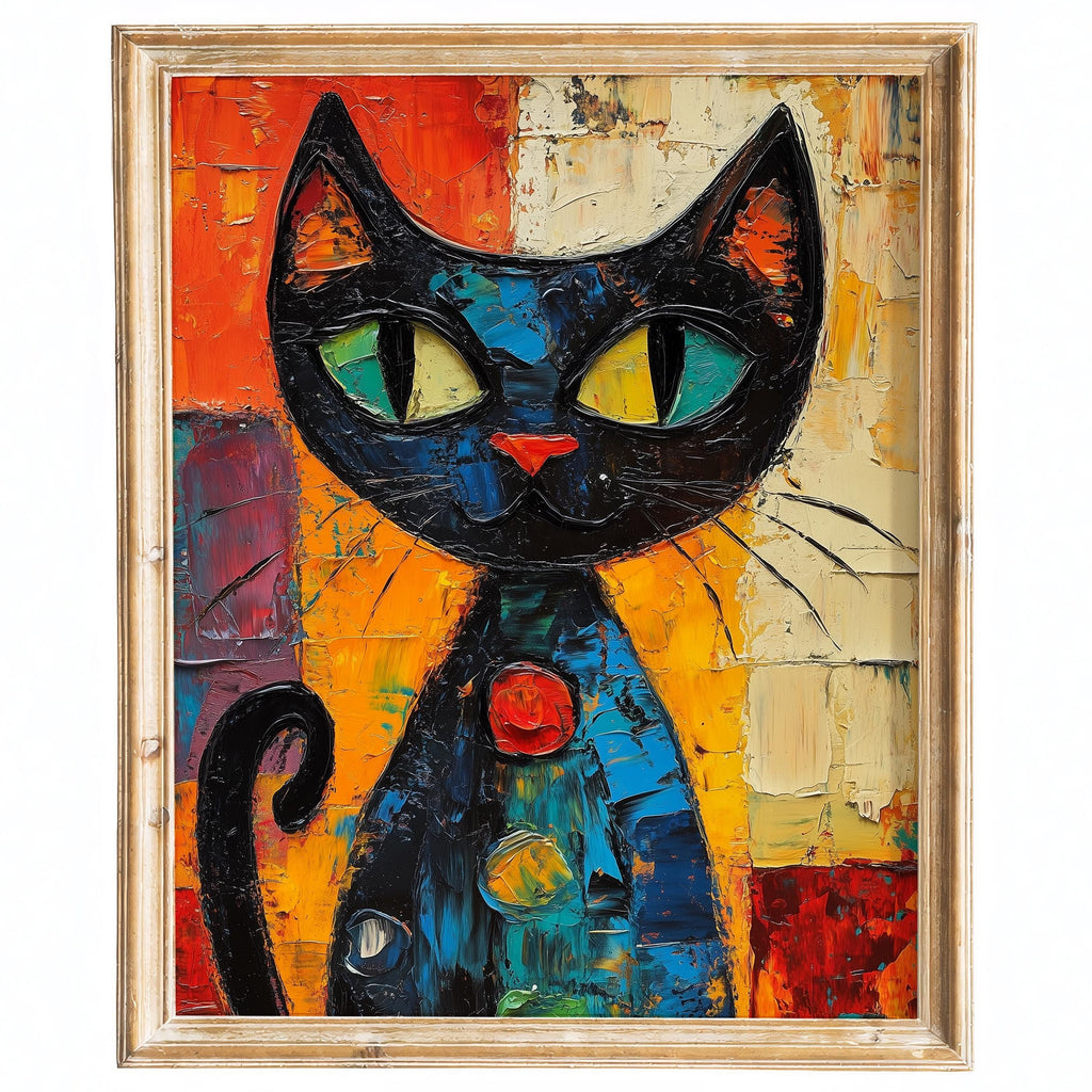 Green Eyed Cat animal art print framed