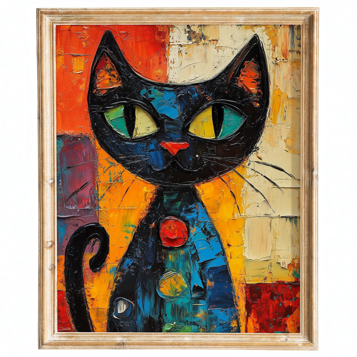Green Eyed Cat animal art print framed