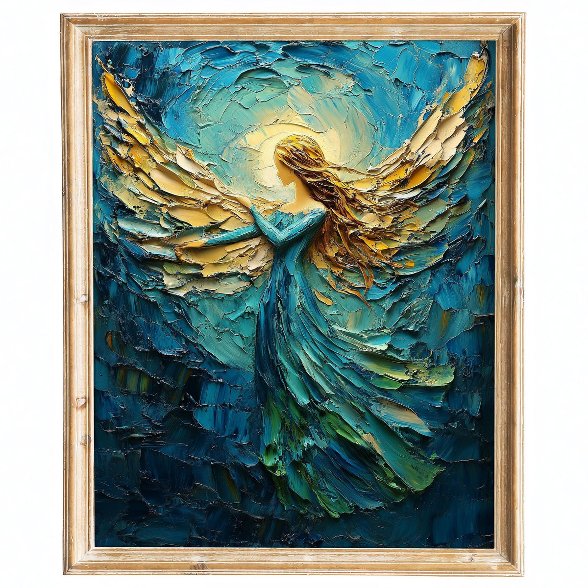 Golden Angel Christmas art print framed