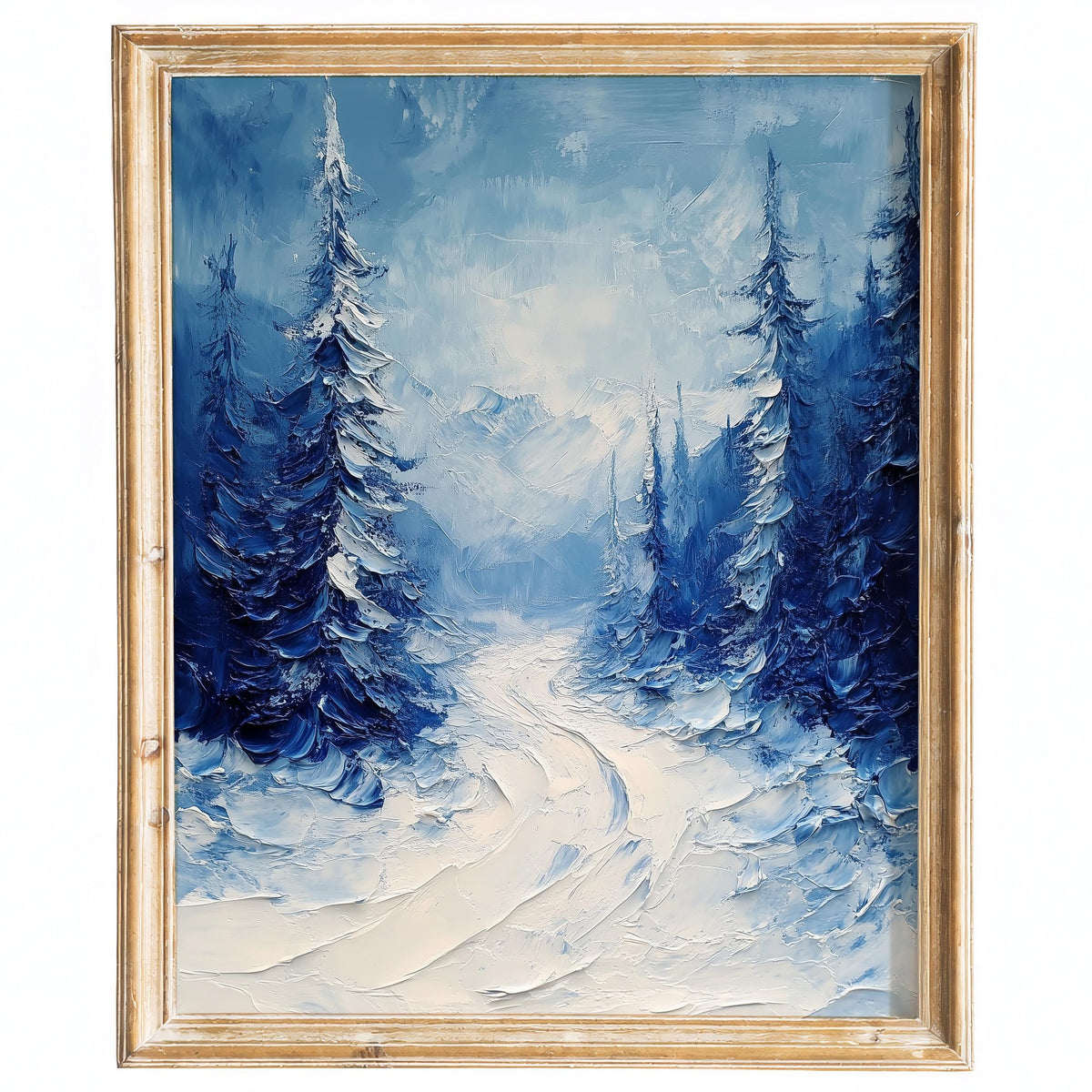 Forest Path winter art print framed