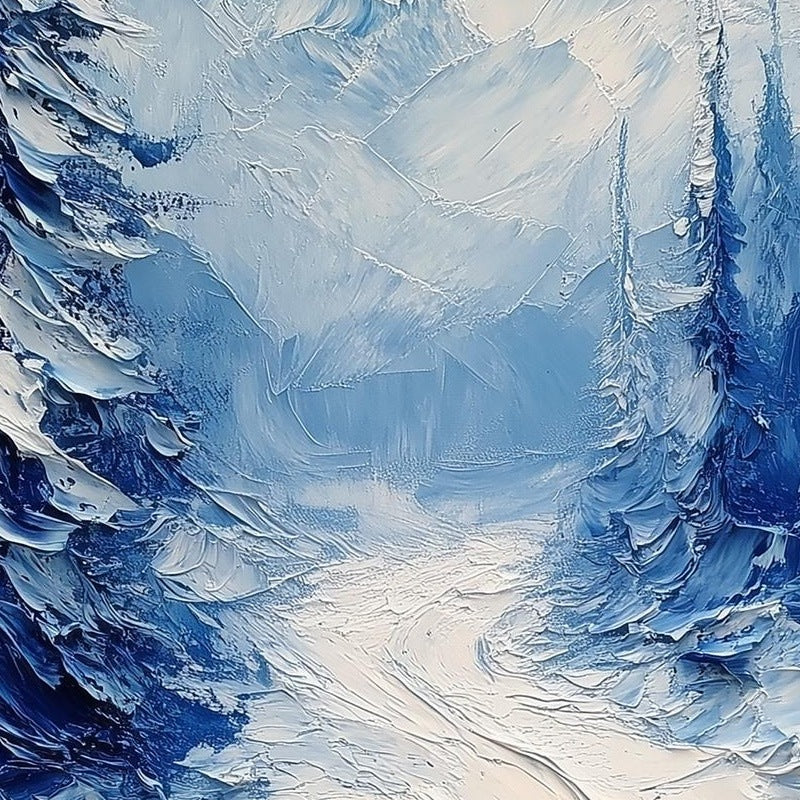 Forest Path winter art print close-up detail