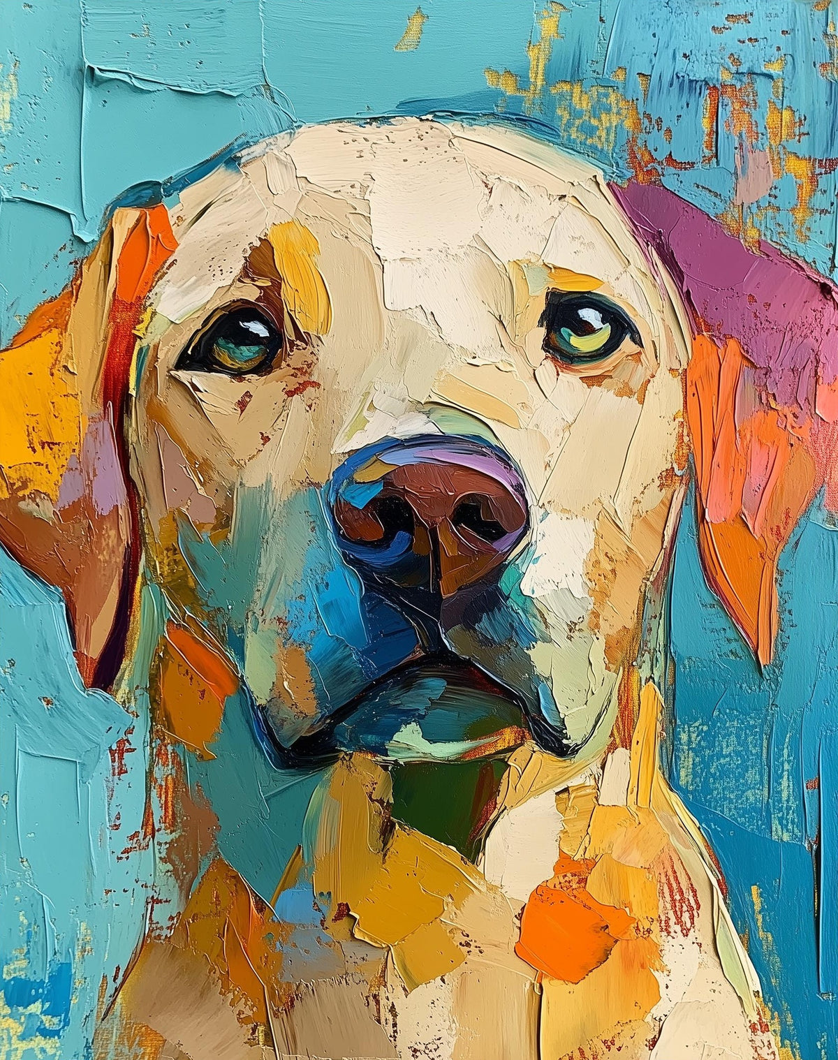 Yellow Labrador animal art print unframed, signed by Pattie Overcash