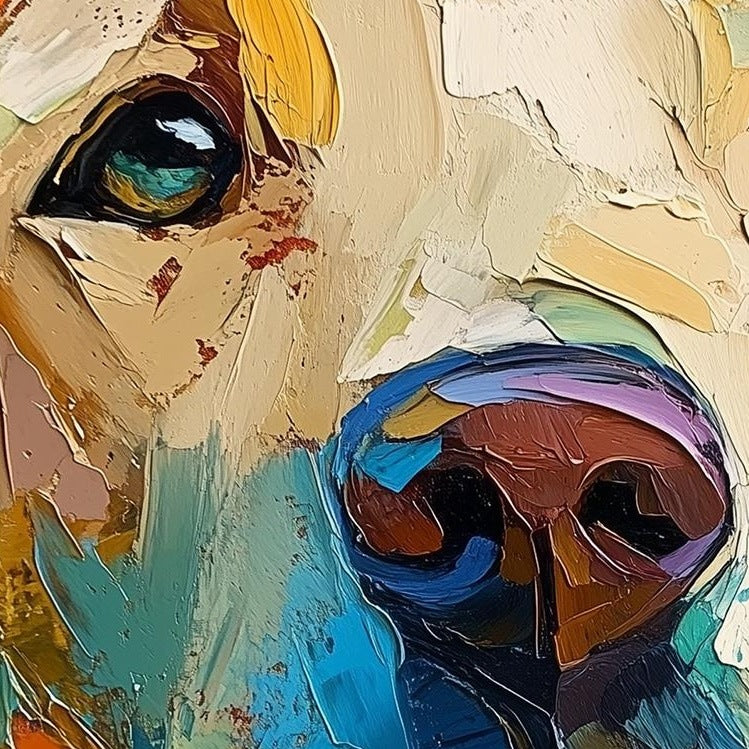 Yellow Labrador animal art print close-up detail