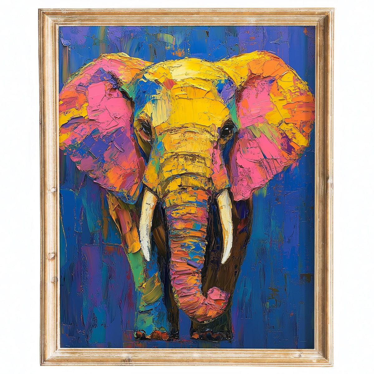Colorful Elephant animal art print framed