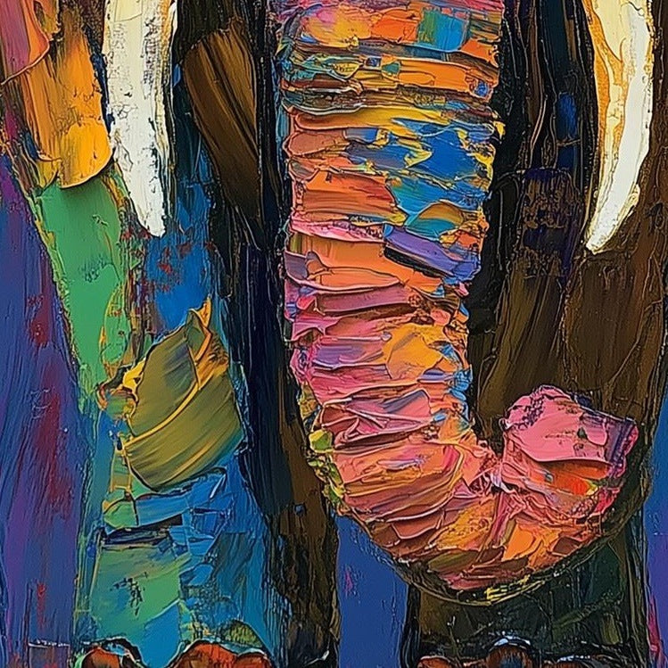 Colorful Elephant animal art print close-up detail