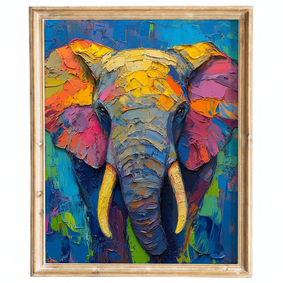 Rainbow Elephant animal art print framed