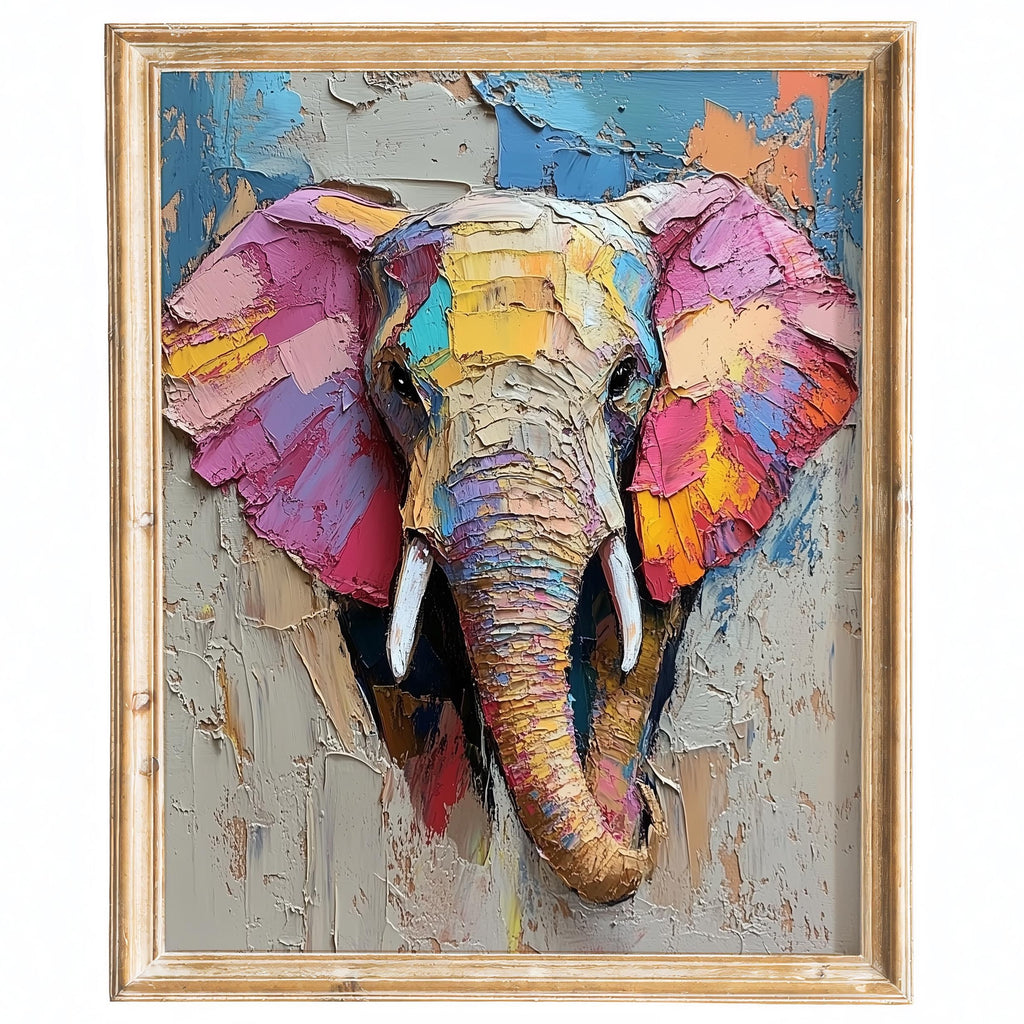 Abstract Elephant animal art print framed