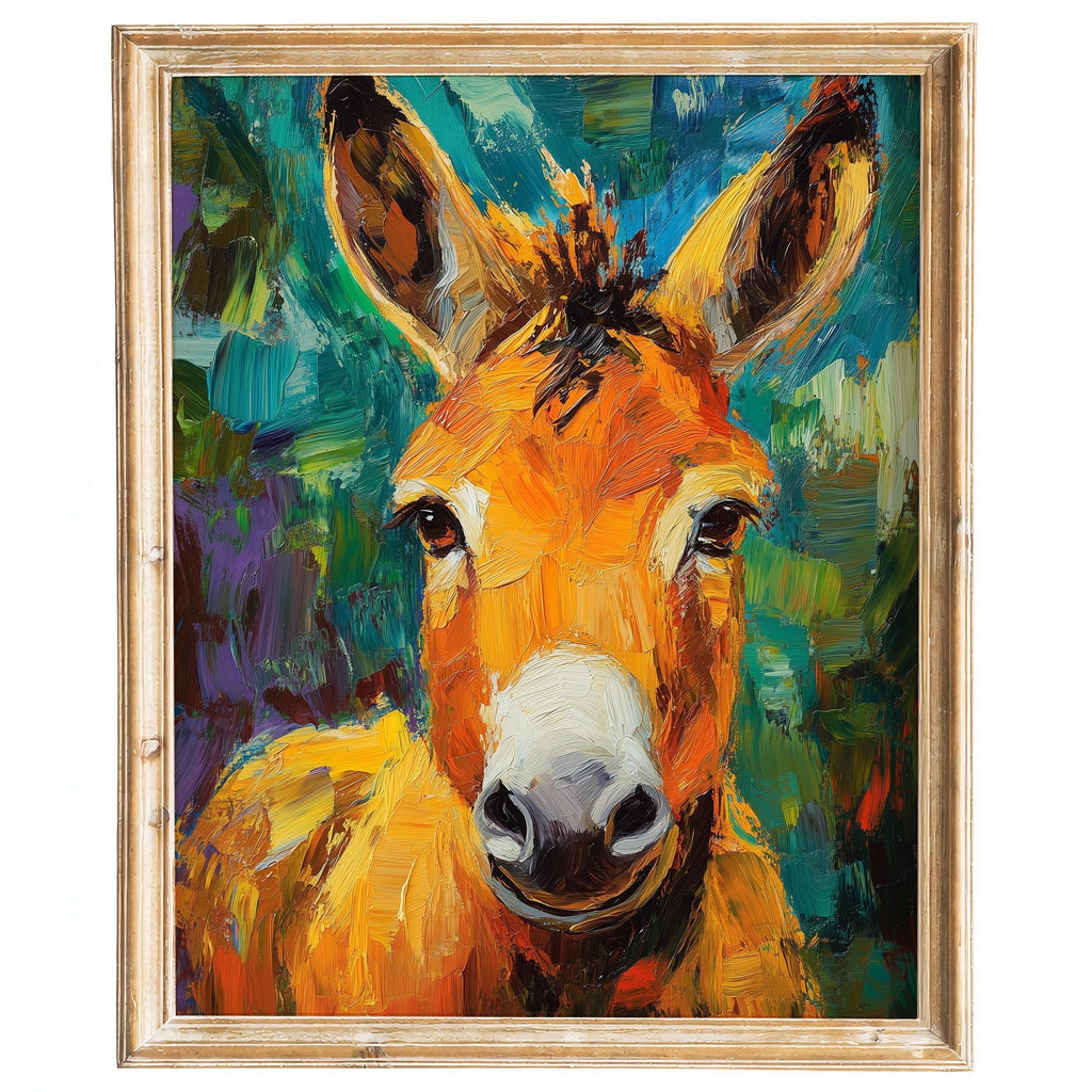 Donkey Portrait animal art print framed