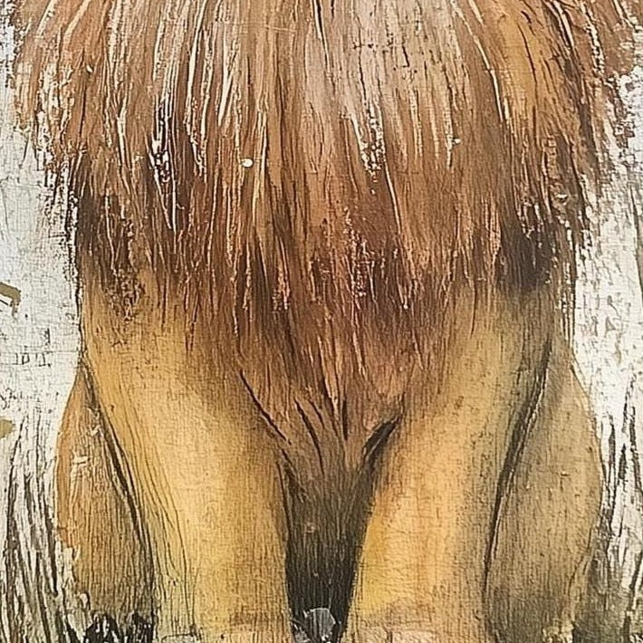 Wildflower Lion animal art print close-up detail