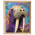 Colorful Walrus animal art print framed