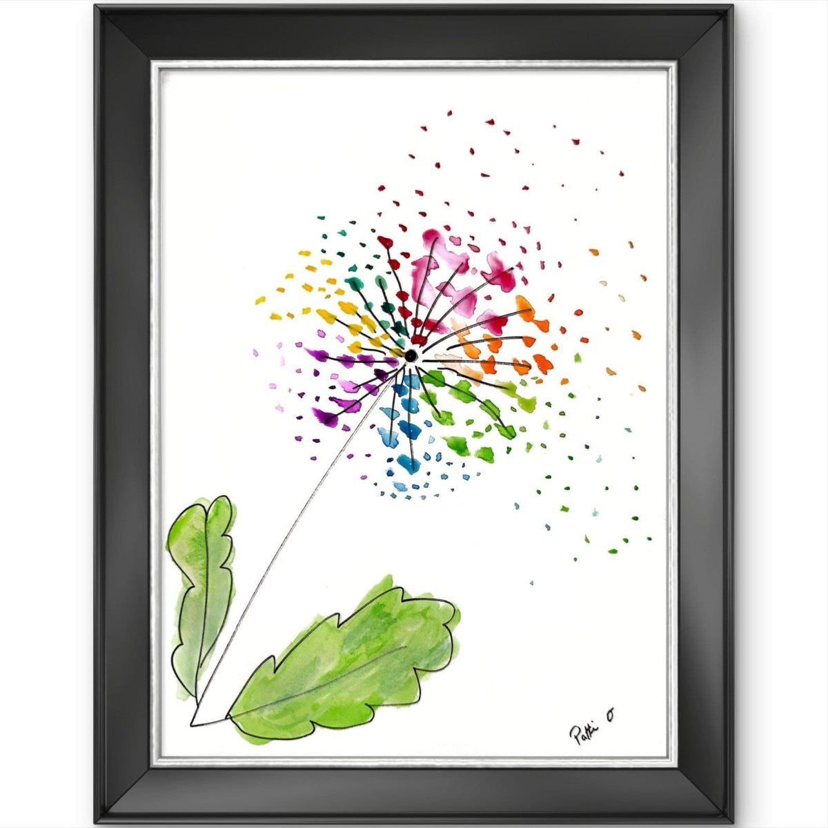 Dandelion Rainbow Wishes original painting by Pattie Overcash