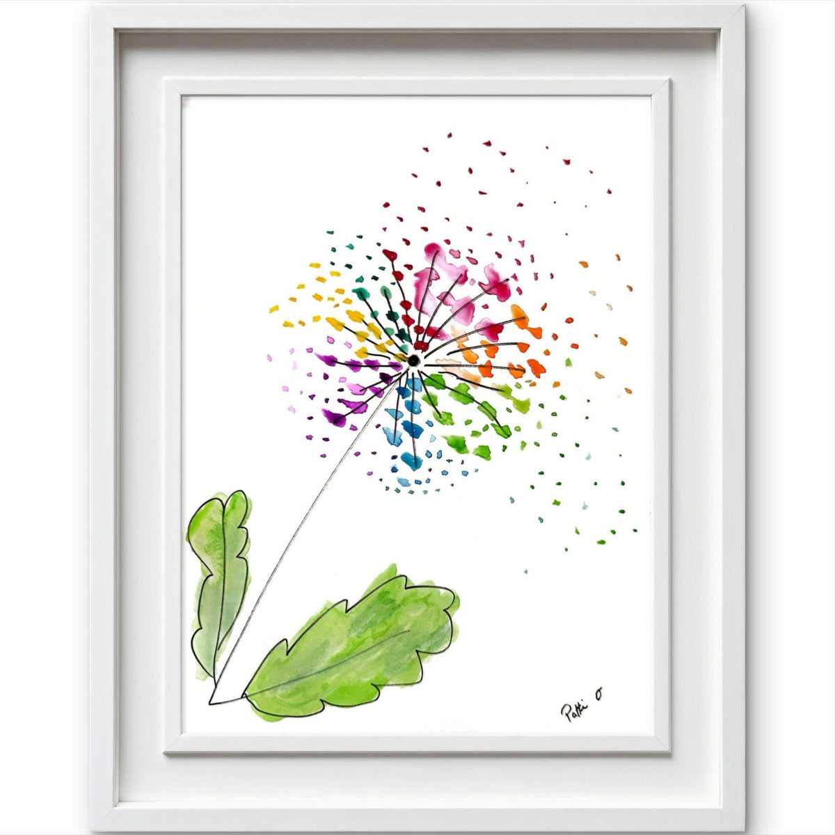 Dandelion Rainbow Wishes original painting by Pattie Overcash