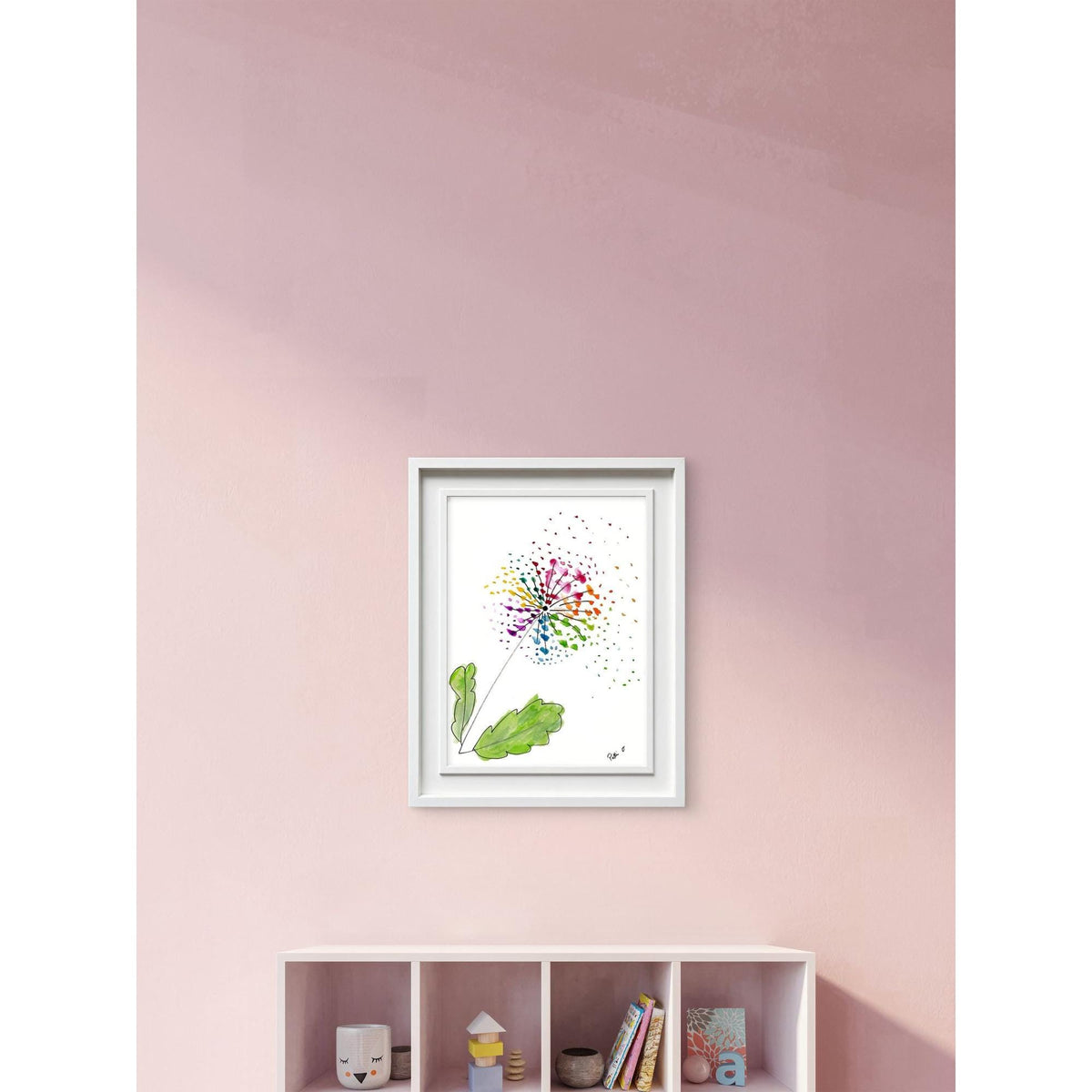 Dandelion Rainbow Wishes original painting by Pattie Overcash