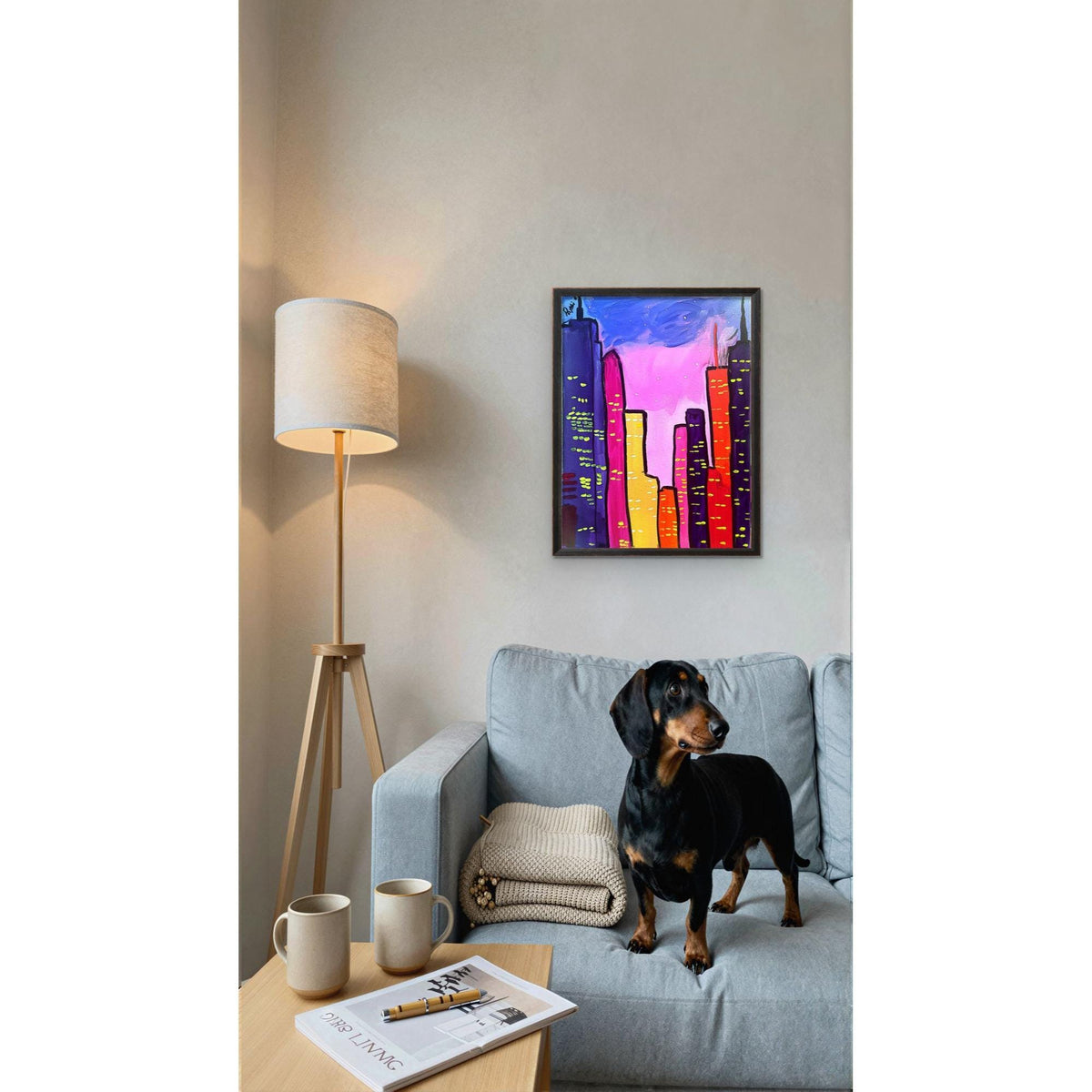 City After Dark original painting by Pattie Overcash