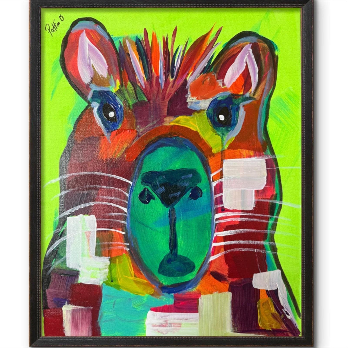 Electric Capybara original painting by Pattie Overcash