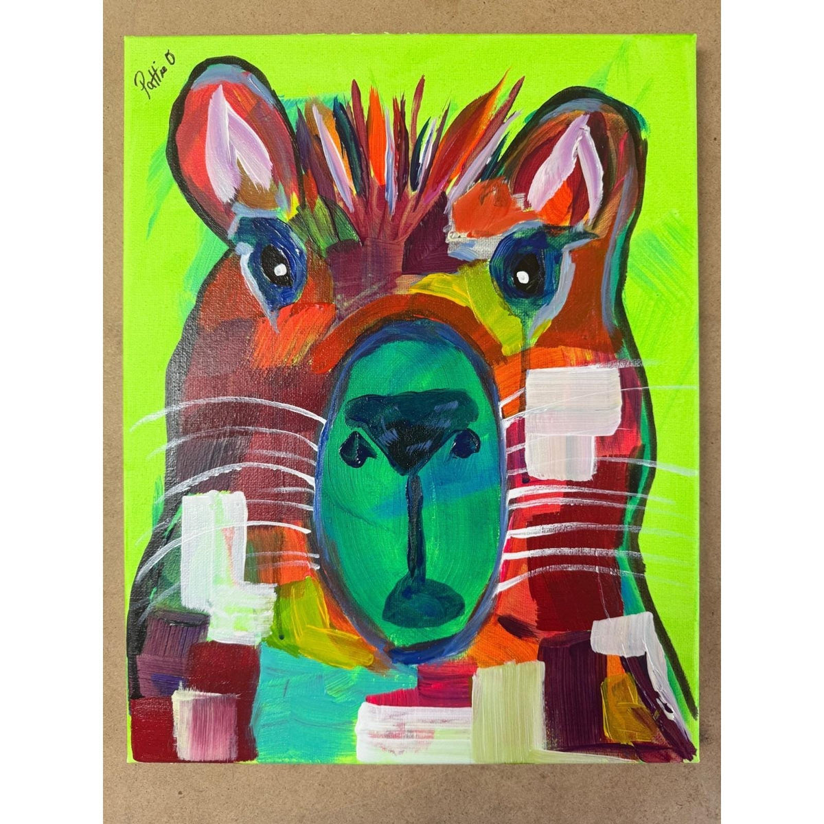Electric Capybara original painting by Pattie Overcash