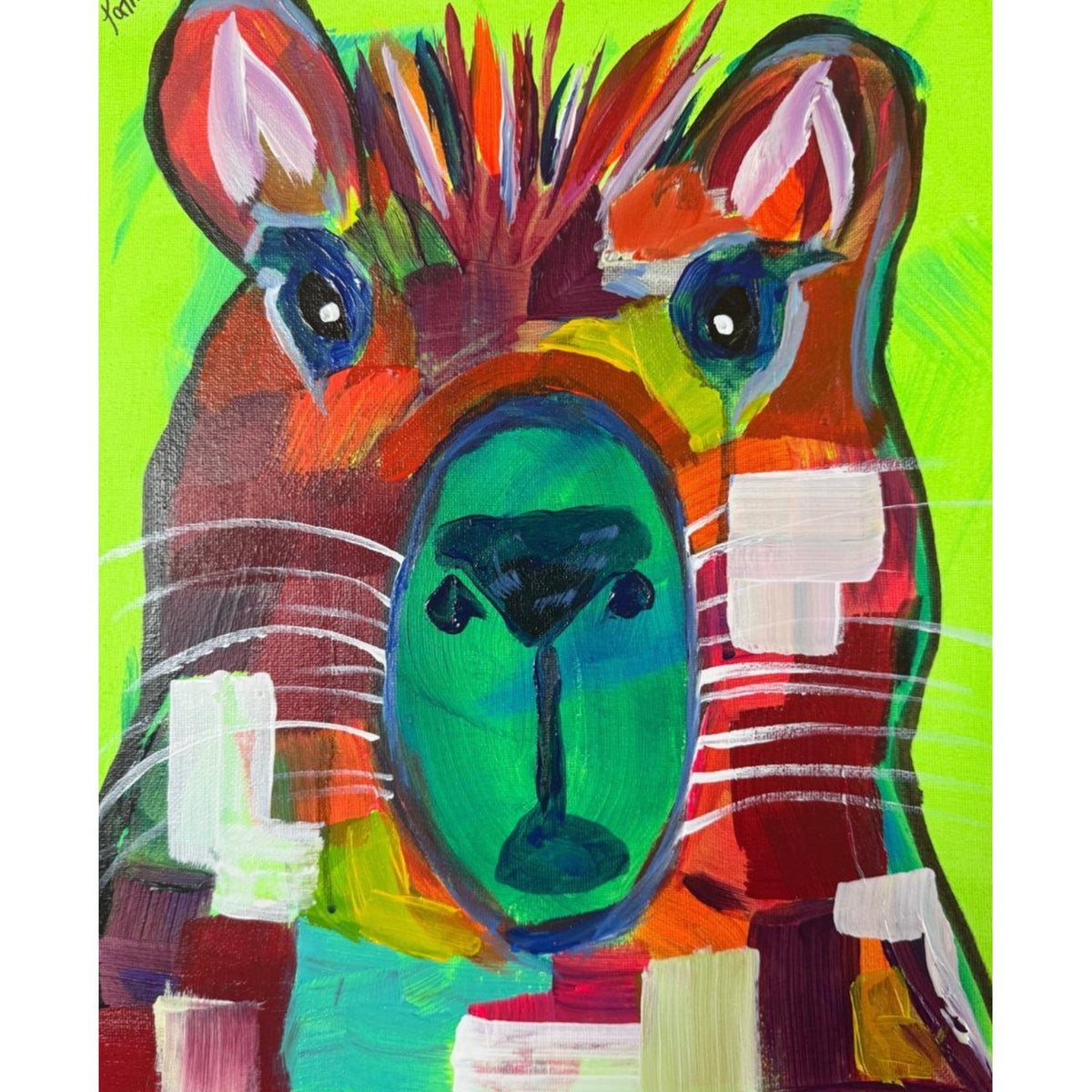 Electric Capybara original painting by Pattie Overcash