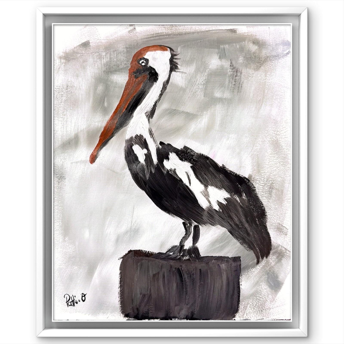 Dockside Pelican original painting by Pattie Overcash