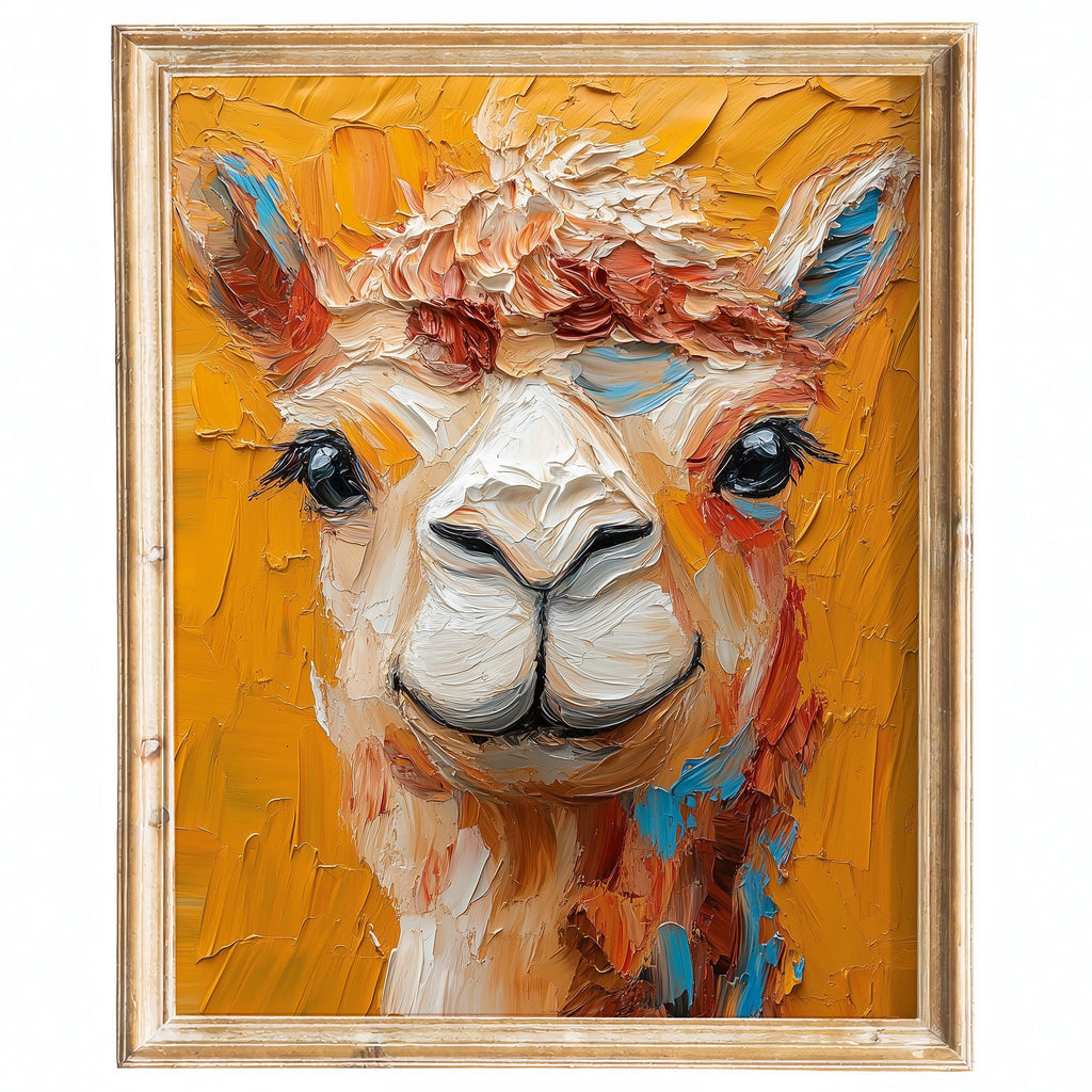 Colorful Llama animal art print framed