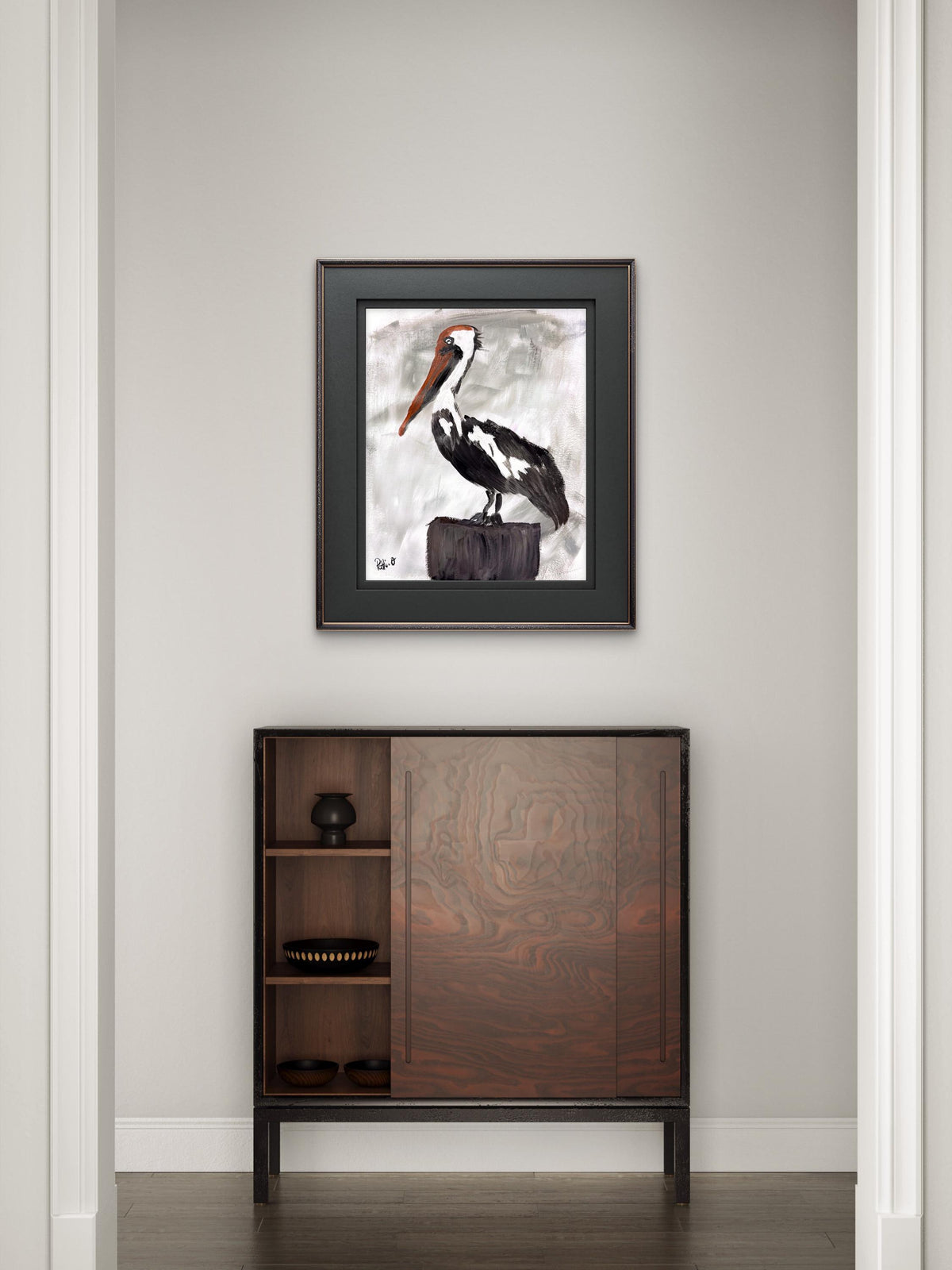 Dockside Pelican original painting by Pattie Overcash