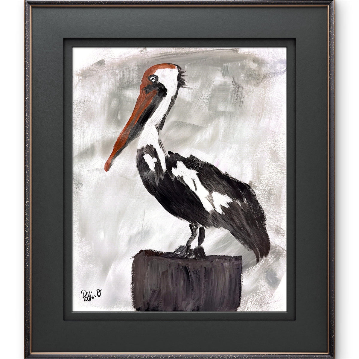 Dockside Pelican original painting by Pattie Overcash