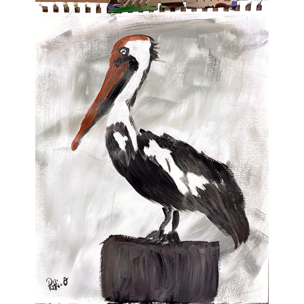 Dockside Pelican original painting by Pattie Overcash