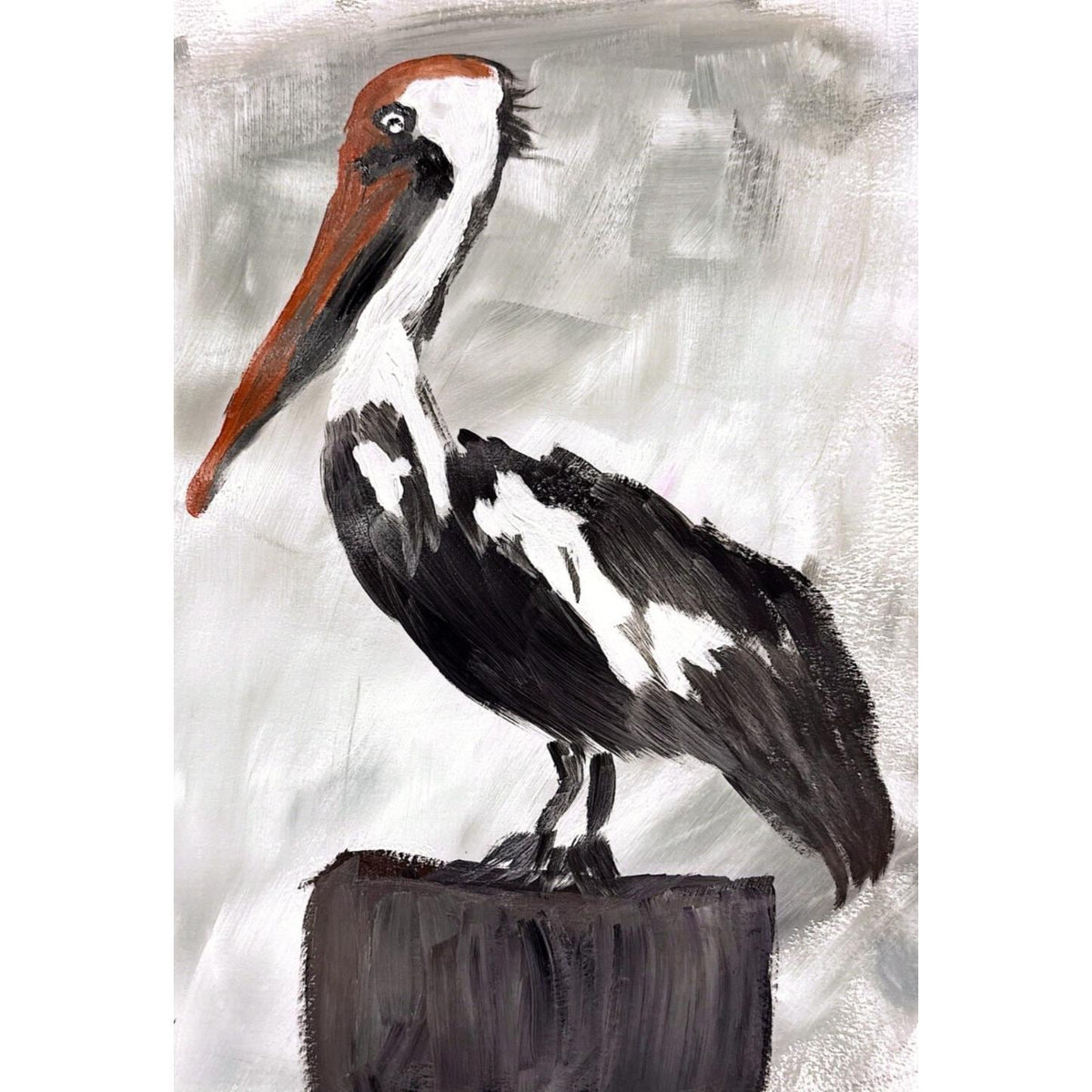 Dockside Pelican original painting by Pattie Overcash