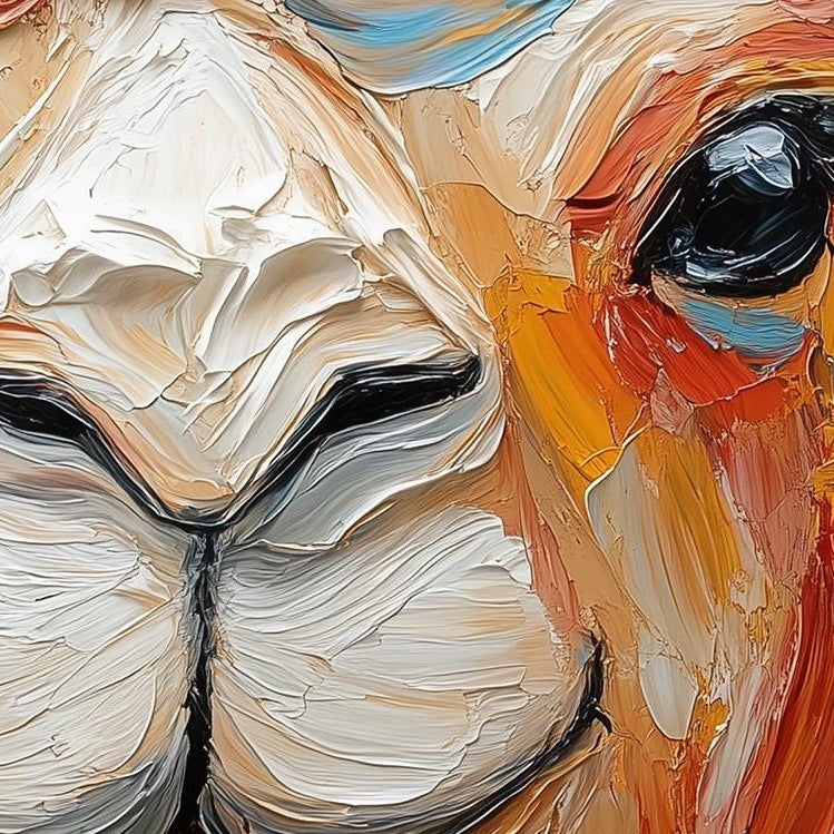 Colorful Llama animal art print close-up detail