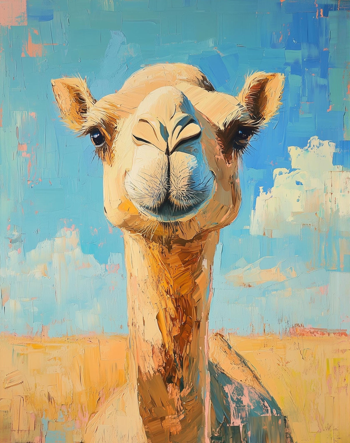 Cute Camel animal art print unframed, signed by Pattie Overcash
