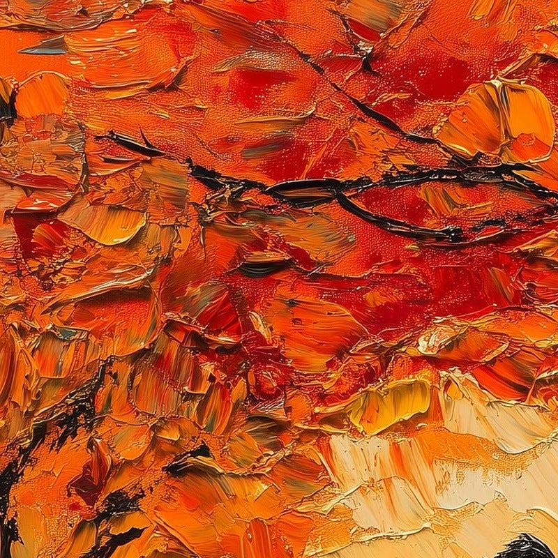 Autumn Moon Couple Halloween art print close-up detail
